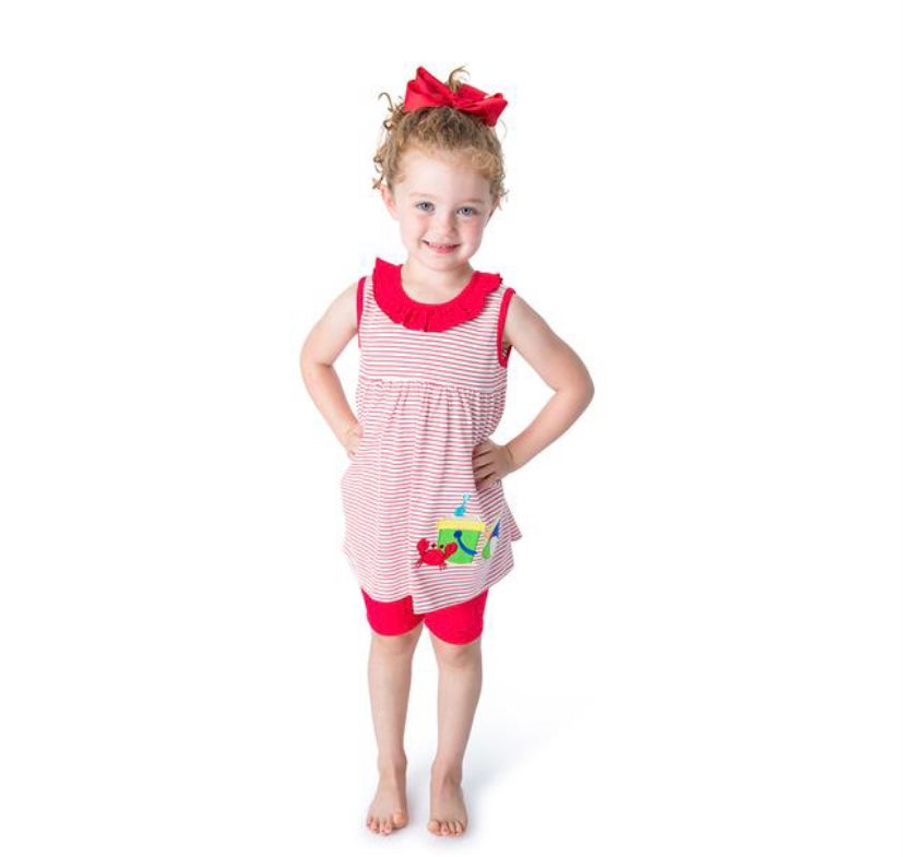 blue dress for baby girl Applique Beach Ball Girl's Short Set 18M