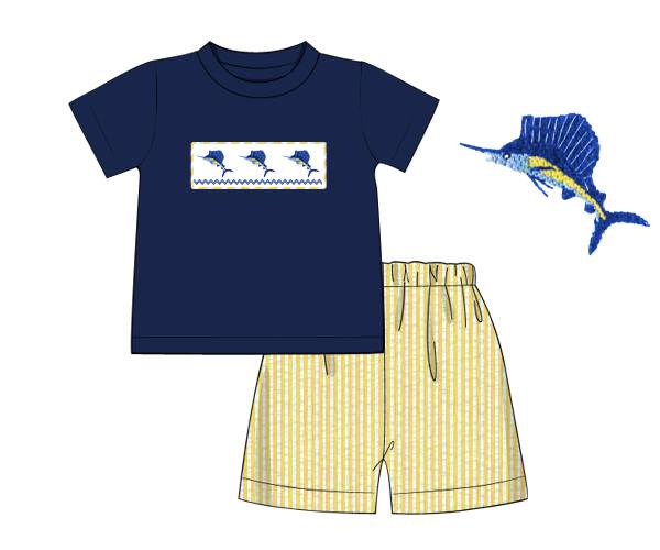 Embroidered Marlin Boy's Set