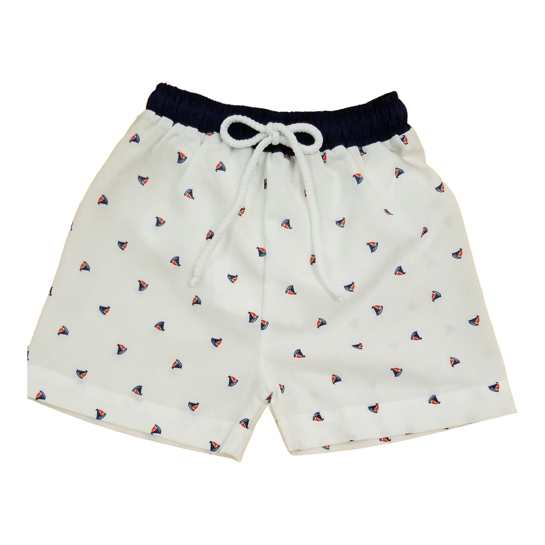 Sailboat Print Swim Trunks